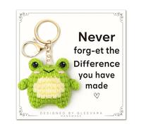 Gleevara Retirement Gifts for Women Men, Handmade Emotional Support Frog Crocheted Keychain with Heartwarming Message Card, Happy Retirement Gifts for Colleagues Friend