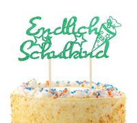 Gleevio Cake Decoration 2025, Finally School Child Cake Topper, Glitter Cake Decoration for First Day of School, Green School Child Cake Decoration for School Party, School Introduction Party