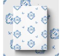 GleeWrap 18th Birthday Wrapping Paper, 4 Sheets Blue Floral Butterfly Gift Wrap for 18th Birthday Gift Packing, Gift Giving, 50 x 70 cm