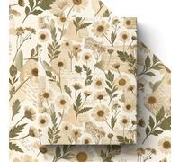 GleeWrap 4 Sheet Vintage Daisy Wrapping Paper for Women, Retro Floral Daisy Flower Design Gift Wrap for Birthday,Mother's day,Wedding,Bridal Showers, 70 * 50cm