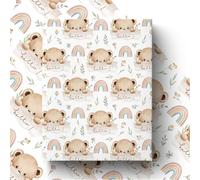GleeWrap 4 Sheets Teddy Bear Baby Shower Wrapping Paper, " Hello Baby"Design Gift Wrap for Newborn Neutral Baby,50 x 70 cm