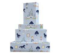 GleeWrap Luxury Fairytale Wrapping Paper, 4 Sheets (50x70cm) Thick Princess & Prince Gift Wrap for Kids Birthday, Baby Shower & Christening