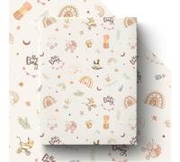 GleeWrap Neutral Baby Wrapping Paper, Boho Watercolour Hello Baby Gift Wrap | Premium Thick Paper · 4 Sheets · 50 × 70 cm · Gender Neutral Style · Ideal for Newborns, Baby Showers & Christening Gifts