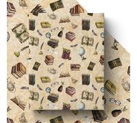 GleeWrap Vintage Book Wrapping Paper, 4 Sheets Retro Library Reading Gift Wrap for Birthday, Halloween,Book Lovers, Bibliophiles, Librarians, Teacher,50x70cm