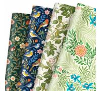 GleeWrap Vintage Floral & Bird Wrapping Paper, Arts and Crafts Movement Style Gift Wrap, Luxury Heritage Botanical Present Wrapping for Birthday Wedding, 12 Sheets 50x70cm