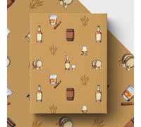 GleeWrap Whisky & Cigar Wrapping Paper, 4 Sheets Luxury Gift Wrap for Men, Dad, Grandad Birthday, Father's Day, Premium Thick Scotch Spirit Present Paper, 50 x 70cm