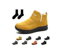 Glemall Dritnow Shoes Women’s Insulated Snow Boots, Waterproof and Non-Slip, Comfortable and Warmfur Lining, for Mature Women(Yellow,8)