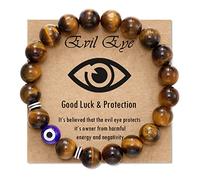Glemay Evil Eye Bracelet for Men, Natural Stone Lucky Protection Amulet for Boy, One Size, Stone, Agate, One size, Stone, Agate