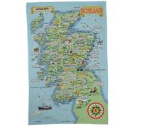 Glen Appin 100% Cotton Scottish Dish/Tea Towel - Map of Scotland