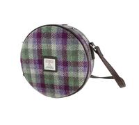 Glen Appin Bannock Small Harris Tweed Round Shoulder Bag LB1204 (Col 133 Green/Purple Check)