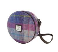 Glen Appin Bannock Small Harris Tweed Round Shoulder Bag LB1204 (Col 47 Pink/Purple Check)