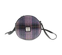 Glen Appin Bannock Small Harris Tweed Round Shoulder Bag LB1204 (Colour 34 Purple Check)