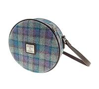 Glen Appin Bannock Small Harris Tweed Round Shoulder Bag LB1204 (Colour 98 Blue/Purple Check)