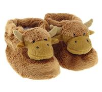 Glen Appin Cute Brown Scottish Highland Cow Toddler Slipper Boots Bootees with Anti Slip Soles