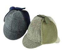 Glen Appin Gents Authentic Harris Tweed Assorted Tweeds Deerstalker with Moleskin Hat (XL) Multi