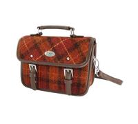 Glen Appin Harris Tweed Bervie Mini Satchel Bag With Adjustable & Removable Shoulder Strap (117 Orange & Brown Check)