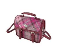 Glen Appin Harris Tweed Bervie Mini Satchel Bag With Adjustable & Removable Shoulder Strap (138 Vibrant Pink)