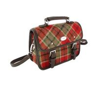Glen Appin Harris Tweed Bervie Mini Satchel Bag With Adjustable & Removable Shoulder Strap (141 Red & Green Tartan)