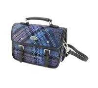Glen Appin Harris Tweed Bervie Mini Satchel Bag With Adjustable & Removable Shoulder Strap (143 Blue & Purple Tartan)