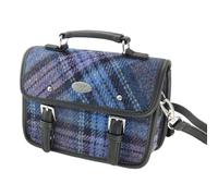 Glen Appin Harris Tweed Bervie Mini Satchel Bag With Adjustable & Removable Shoulder Strap (143 Blue & Purple Tartan)