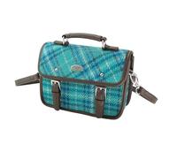 Glen Appin Harris Tweed Bervie Mini Satchel Bag With Adjustable & Removable Shoulder Strap (145 Teal & Blue Check)