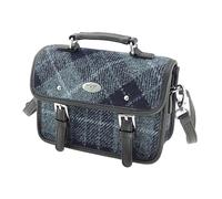Glen Appin Harris Tweed Bervie Mini Satchel Bag With Adjustable & Removable Shoulder Strap (95 Grey Check)