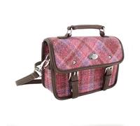 Glen Appin Harris Tweed Bervie Mini Satchel Bag With Adjustable & Removable Shoulder Strap (Col 103 Pink Check)