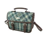 Glen Appin Harris Tweed Bervie Mini Satchel Bag With Adjustable & Removable Shoulder Strap (Col 121 Duck Egg/Cream)