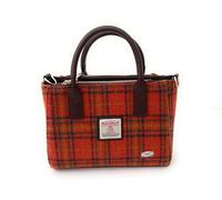 Glen Appin of Scotland Harris Tweed Tote Handbag - LB1228 Brora (Col 108 Orange Check), S