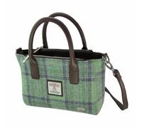 Glen Appin Harris Tweed Tote Handbag - LB1228 Brora With Detachable Shoulder Stap (Col 139 - Faded Green)
