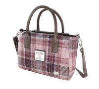 Glen Appin Harris Tweed Tote Handbag - LB1228 Brora (Col 154 Pink/Burgundy Check)