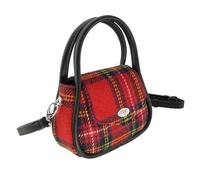 Glen Appin Harris Tweed Buchan Round Mini Handbag With Detachable Shoulder Strap (Col24 Red)