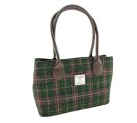 Glen Appin Harris Tweed Classic Handbag - LB1003 - Cassley (Col 107 Green Plum Check), S