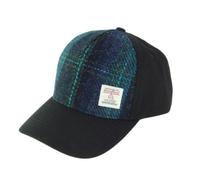 Glen Appin Harris Tweed Front Baseball Cap (Colour 119 Blue with Turquoise Overcheck)