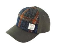 Glen Appin Harris Tweed Front Baseball Cap (Colour 127 Grey with Rust Overcheck)