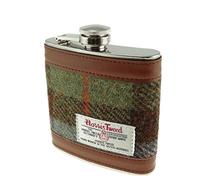 Glen Appin Harris Tweed Hip Flask Gift Boxed (Brown)