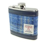 Glen Appin Harris Tweed Hip Flask Gift Boxed (Colour 129 Light Blue)