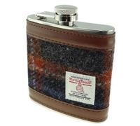 Glen Appin Harris Tweed Hip Flask - Grey with Rust Overcheck HF2100-COL127