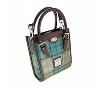 Glen Appin Harris Tweed 'Keltie' Tall Mini Tote Handbag With Removable Shoulder Strap (122 Turquoise Tartan)