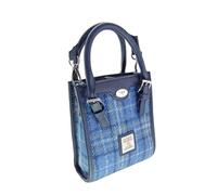 Glen Appin Harris Tweed 'Keltie' Tall Mini Tote Handbag With Removable Shoulder Strap (129 Light Blue Check)