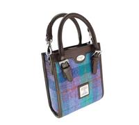 Glen Appin Harris Tweed 'Keltie' Tall Mini Tote Handbag With Removable Shoulder Strap (79 Turquoise Check)