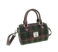 Glen Appin Harris Tweed 'Kilbride' Mini Bowling Tote Bag (Col 107 Green Plum Check)