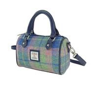 Glen Appin Harris Tweed 'Kilbride' Mini Bowling Tote Bag Col 135 Blue Pink Check