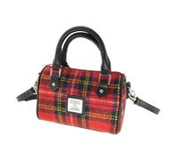 Glen Appin Harris Tweed 'Kilbride' Mini Bowling Tote Bag (Col 24 Red Check)