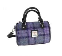 Glen Appin Harris Tweed 'Kilbride' Mini Bowling Tote Bag Col 89 Purple Check
