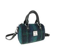 Glen Appin Harris Tweed 'Kilbride' Mini Bowling Tote Bag (Colour 119 Blue/Turquoise Check)