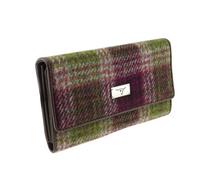 Glen Appin Harris Tweed Ladies Long Fold-Over Purse LB2106 (Colour 125 Green/Purple)