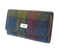Glen Appin Harris Tweed Ladies Long Fold-Over Purse LB2106 Tiree (Colour 46 Multi Check)