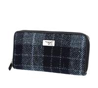Glen Appin Harris Tweed Large Zip Purse LB2100 Staffa (95 Grey/Black)
