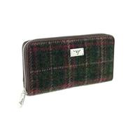 Glen Appin of Scotland Harris Tweed Large Zip Purse LB2100 Staffa (Col 107 Green Plum Check)
